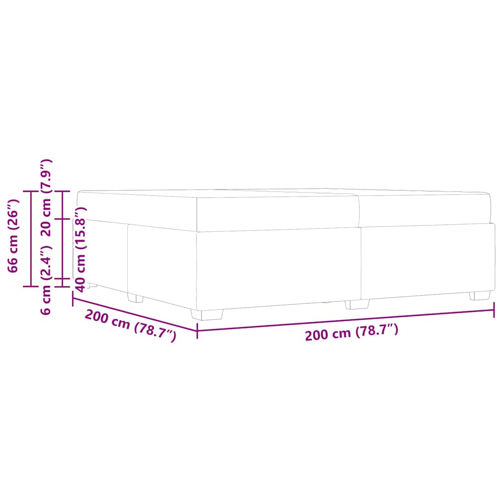 Bettrahmen mit Matratze Dunkelbraun 200 x 200 cm Stoff
