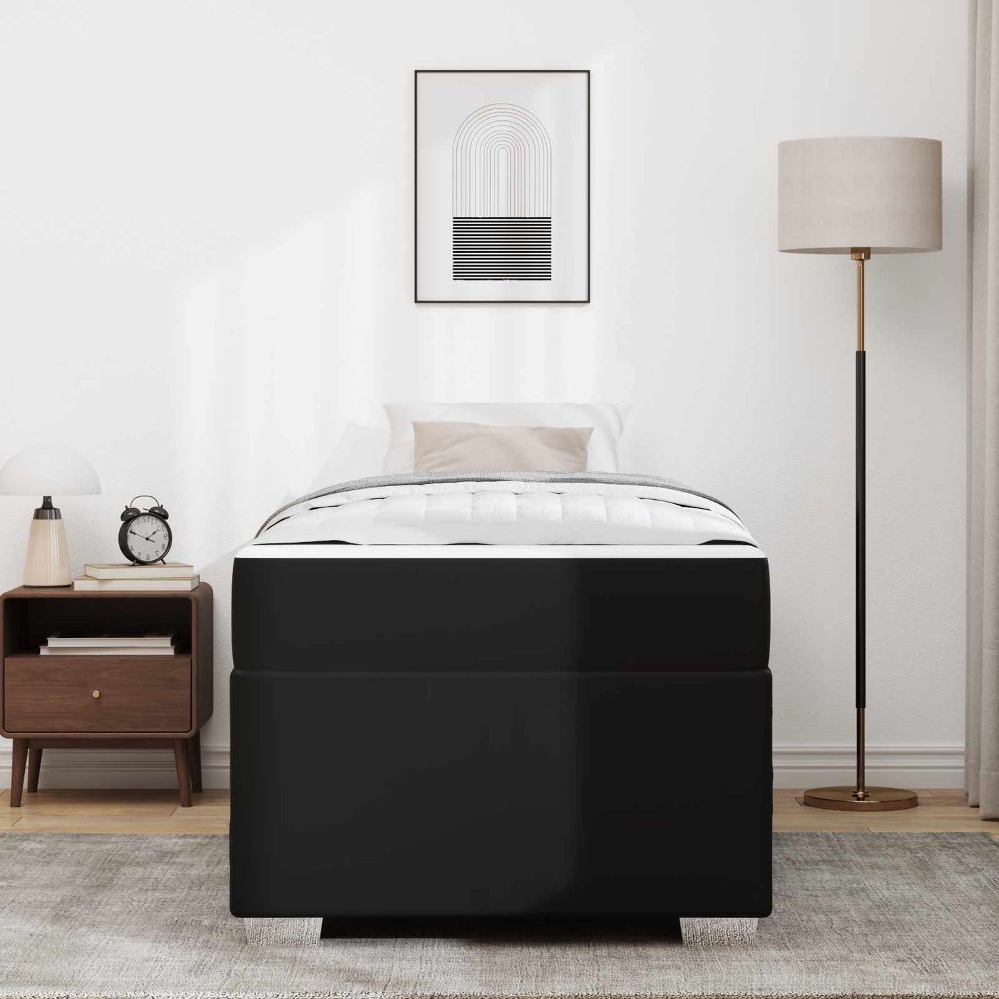 Bettrahmen mit Matratze Schwarz 100 x 200 cm Stoff