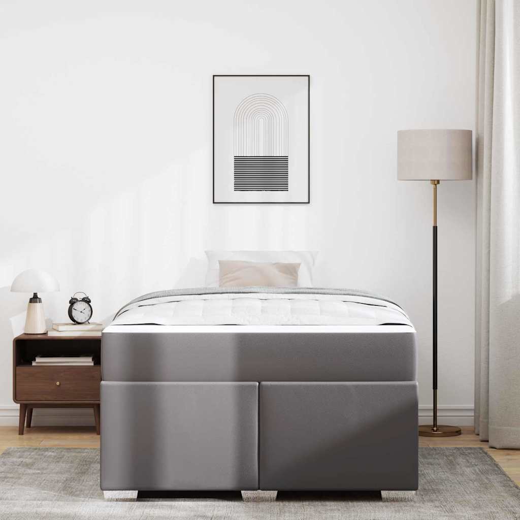 Bettrahmen mit Matratze Grau 120 x 190 cm Stoff