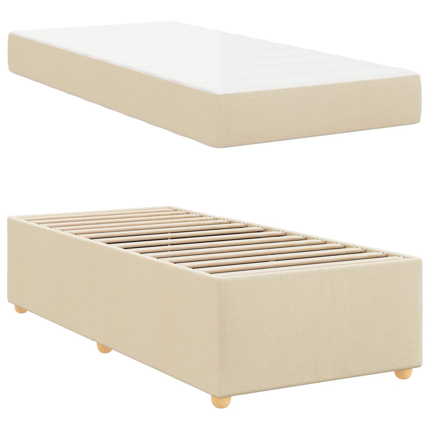 Bettrahmen mit Matratze Creme 80 x 200 cm Stoff