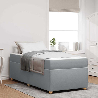 Bettrahmen mit Matratze Hellgrau 90 x 190 cm Stoff