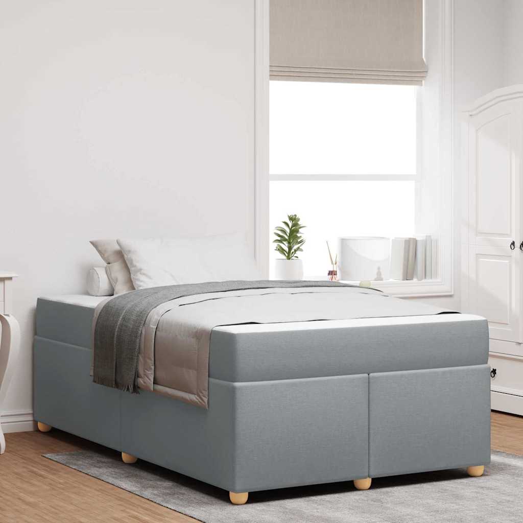 Bettrahmen mit Matratze Hellgrau 120 x 190 cm Stoff