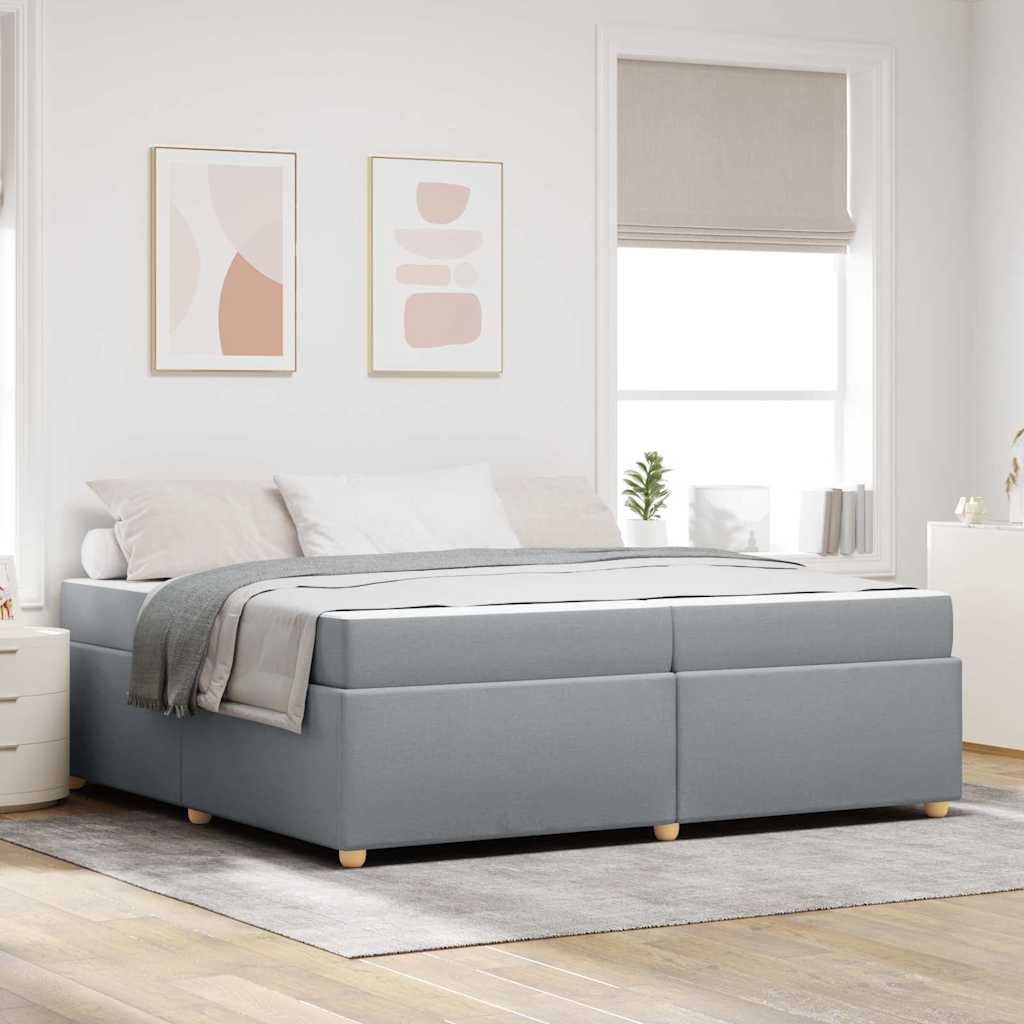 vidaXL Bettrahmen mit Matratze Hellgrau 200 x 200 cm Stoff
