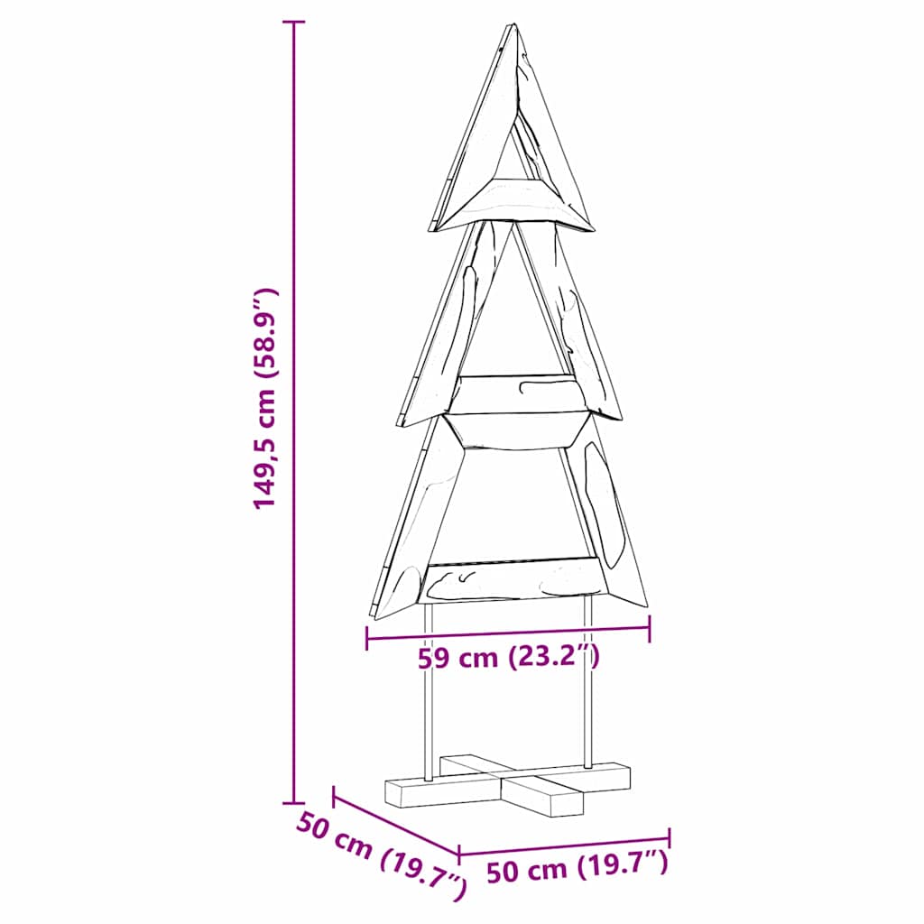 vidaXL Weihnachtsbaum mit Ständer Braun 149,5 cm Massivholz Teak