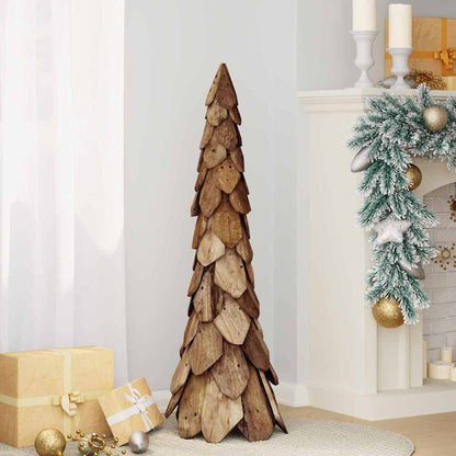 vidaXL Weihnachtsbaum mit Ständer Braun 111 cm Massivholz Teak