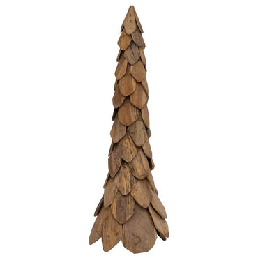 vidaXL Weihnachtsbaum mit Ständer Braun 111 cm Massivholz Teak