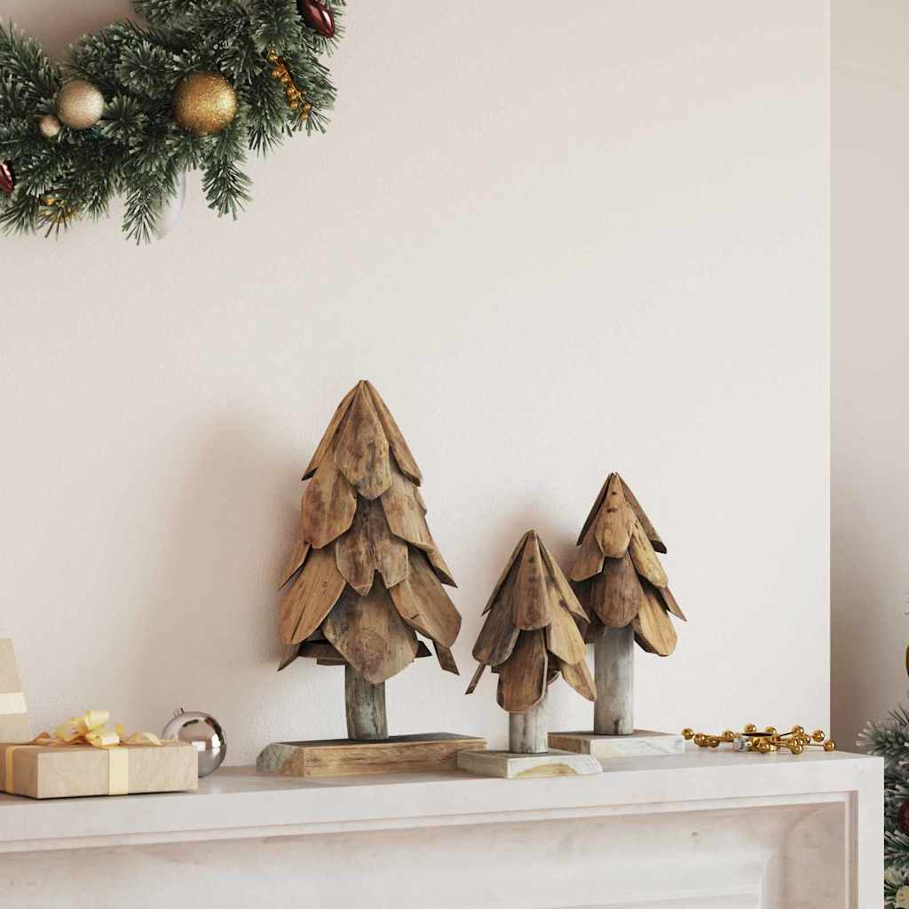 Weihnachtsbaum mit Ständer 3 pcs Braun Massivholz Teak
