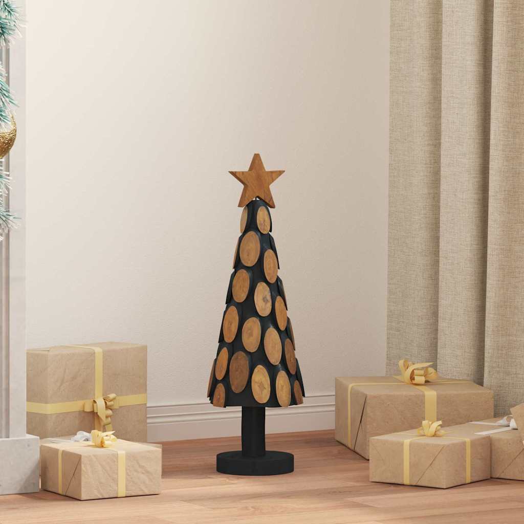 vidaXL Sapin de Noël avec support Marron 61 cm Bois de teck massif