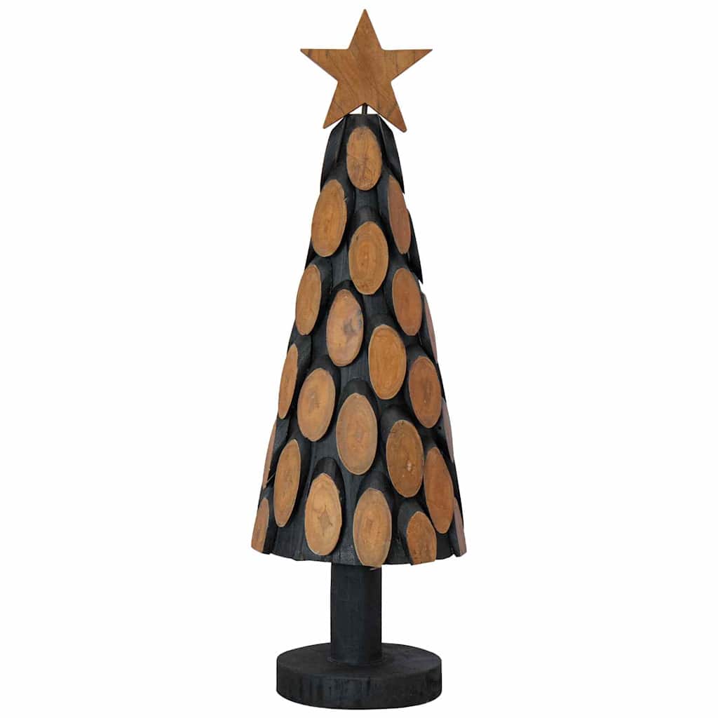 vidaXL Sapin de Noël avec support Marron 61 cm Bois de teck massif