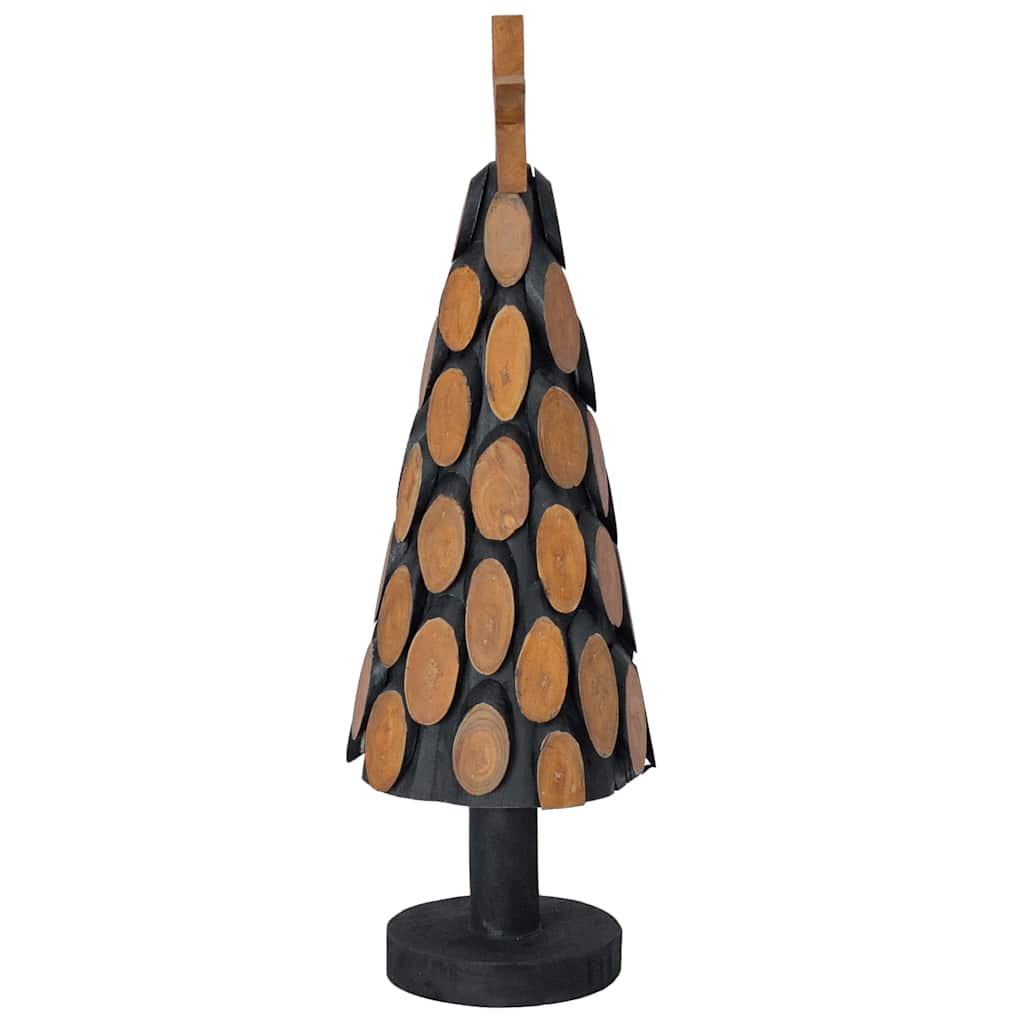 vidaXL Sapin de Noël avec support Marron 61 cm Bois de teck massif