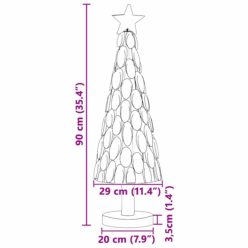 vidaXL Weihnachtsbaum mit Ständer Braun 90 cm Massivholz Teak