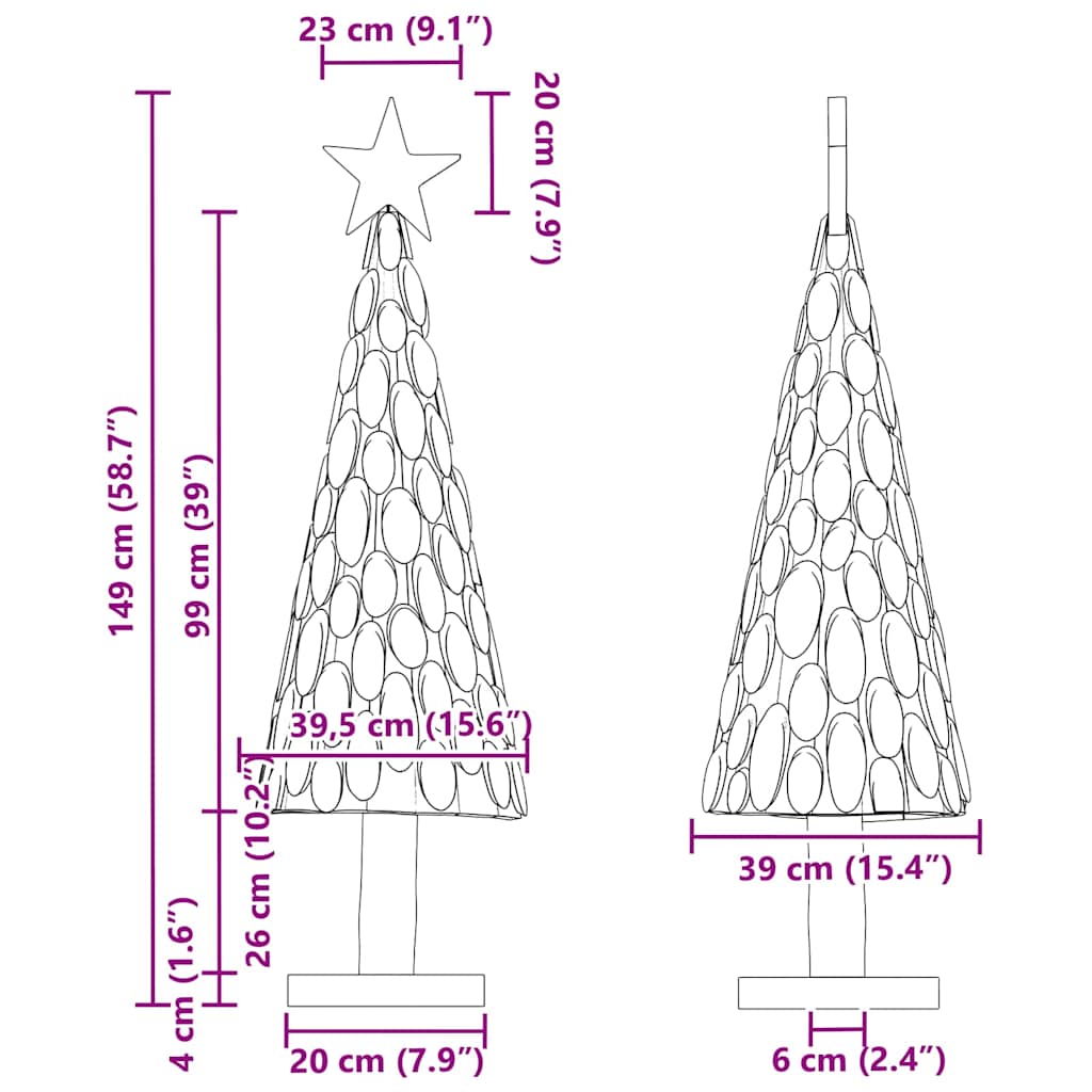 Weihnachtsbaum mit Ständer Braun 149 cm Massivholz Teak