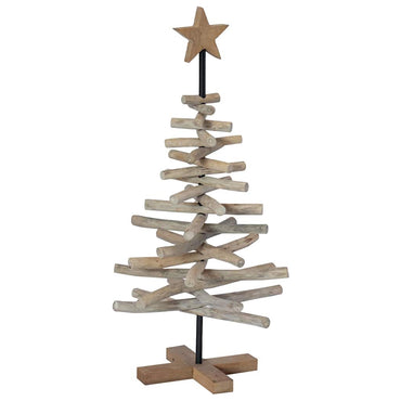 vidaXL Weihnachtsbaum mit Ständer Braun 90 cm Massivholz Teak