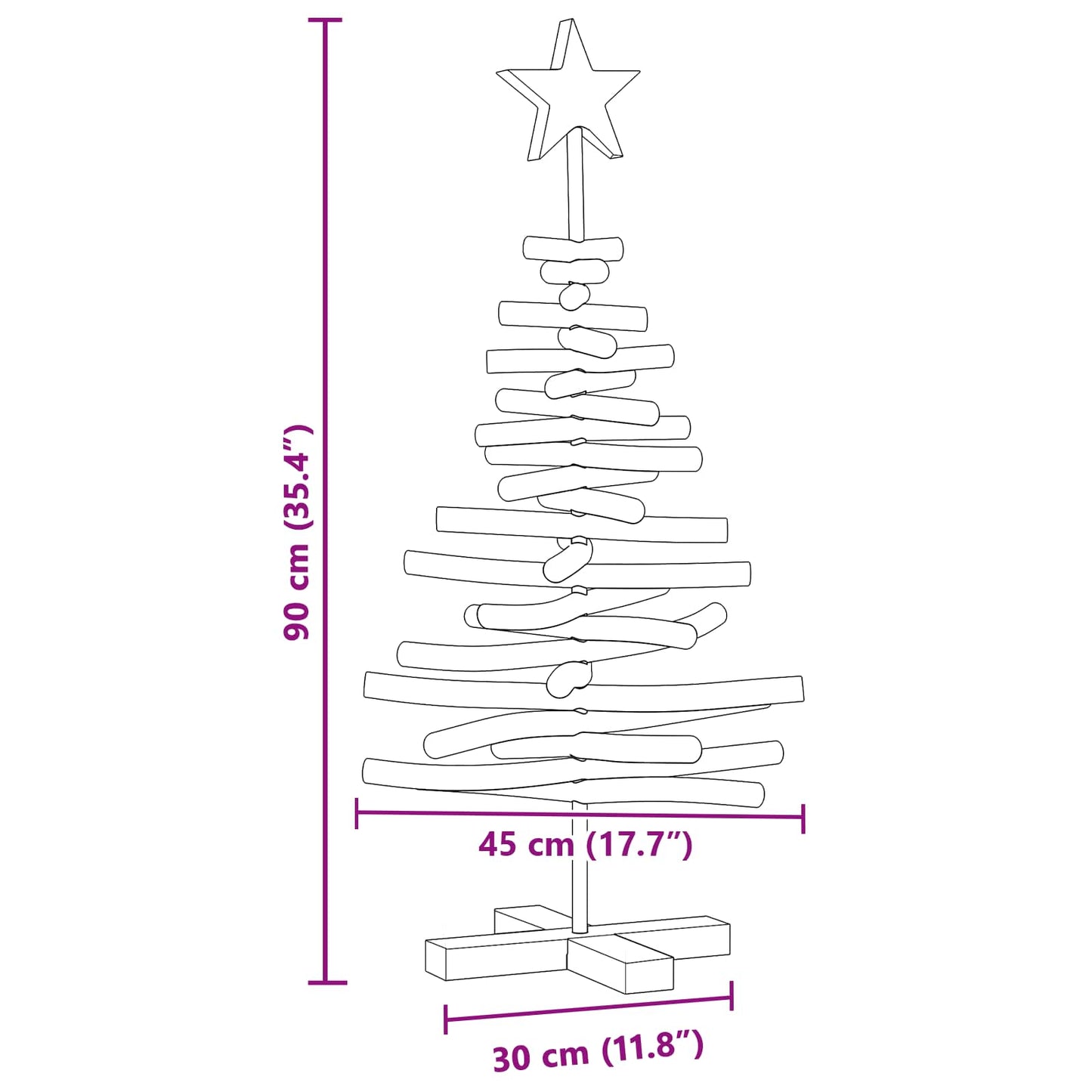 vidaXL Weihnachtsbaum mit Ständer Braun 90 cm Massivholz Teak
