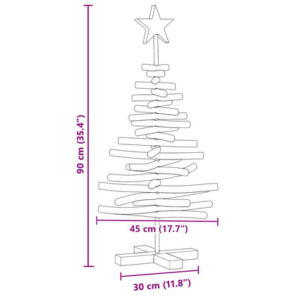 vidaXL Weihnachtsbaum mit Ständer Braun 90 cm Massivholz Teak