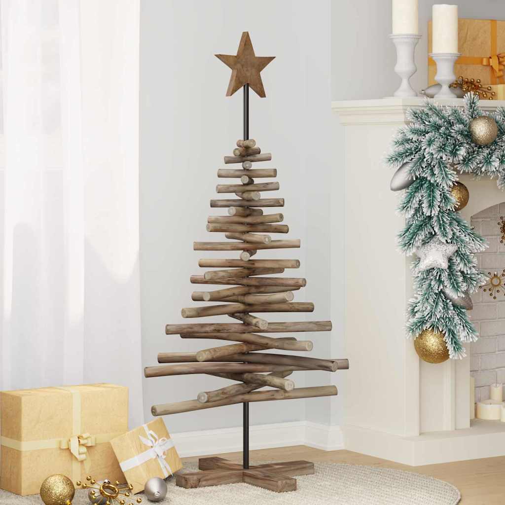 vidaXL Weihnachtsbaum mit Ständer Braun 120 cm Massivholz Teak