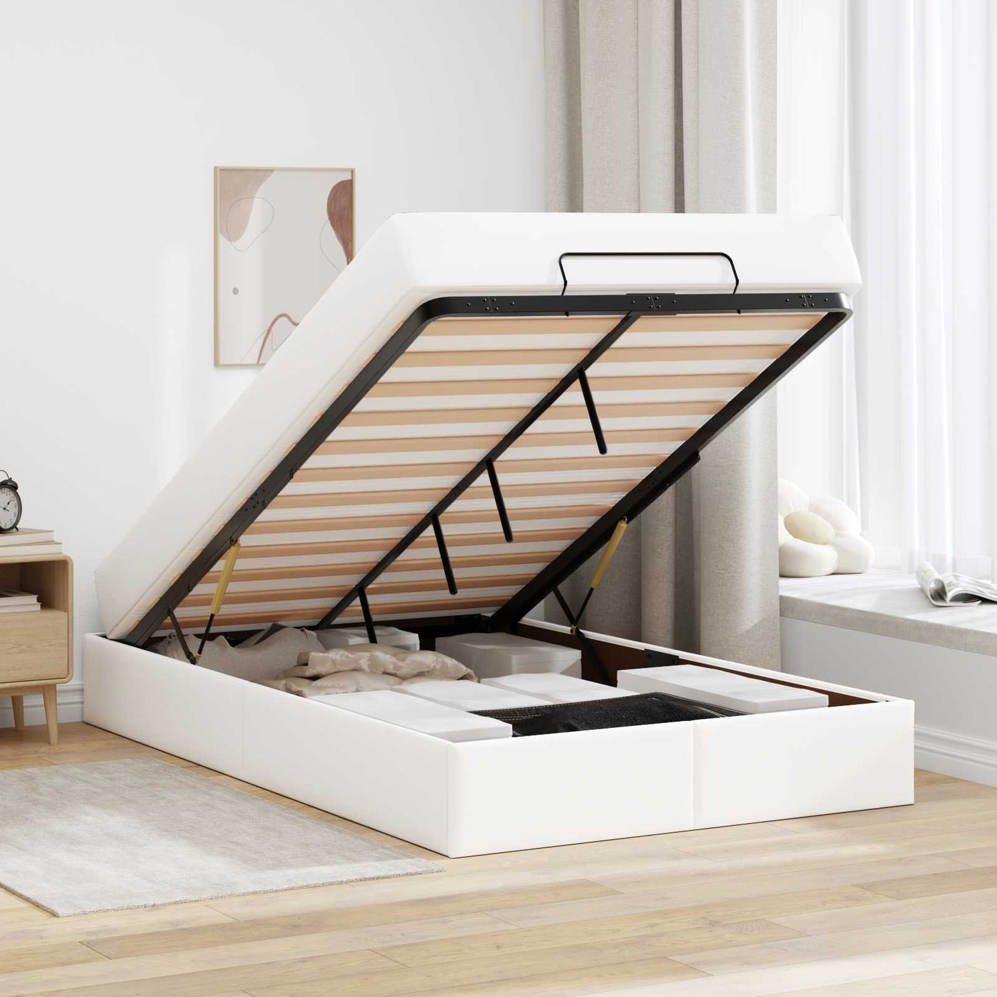 Bettgestell mit Matratze mit Matratze 2 pcs Weiß PVC