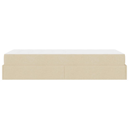Bettgestell mit Matratze mit Matratze 2 pcs Creme Stoff