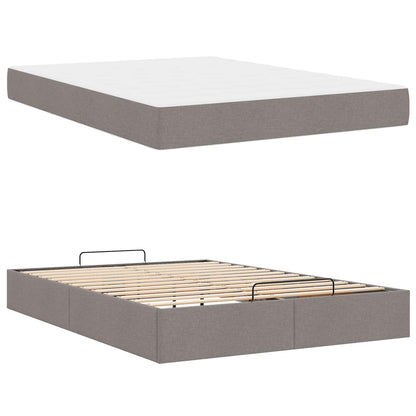 Bettgestell mit Matratze mit Matratze 2 pcs Taupe Stoff