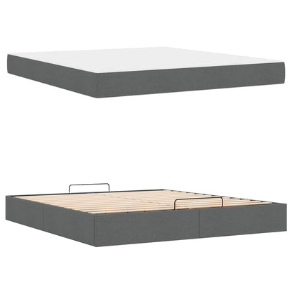 Bettgestell mit Matratze mit Matratze 2 pcs Dunkelgrau Stoff