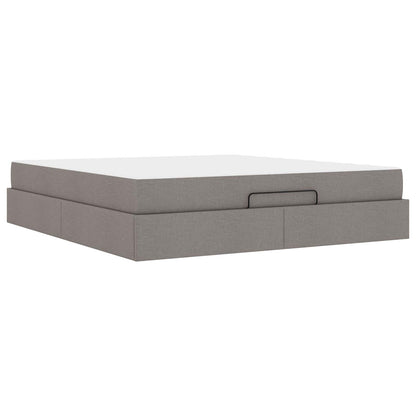 Bettgestell mit Matratze mit Matratze 2 pcs Taupe Stoff
