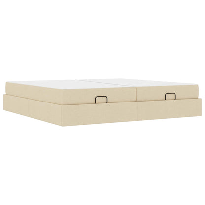 Bettgestell mit Matratze mit Matratze 2 pcs Creme Stoff
