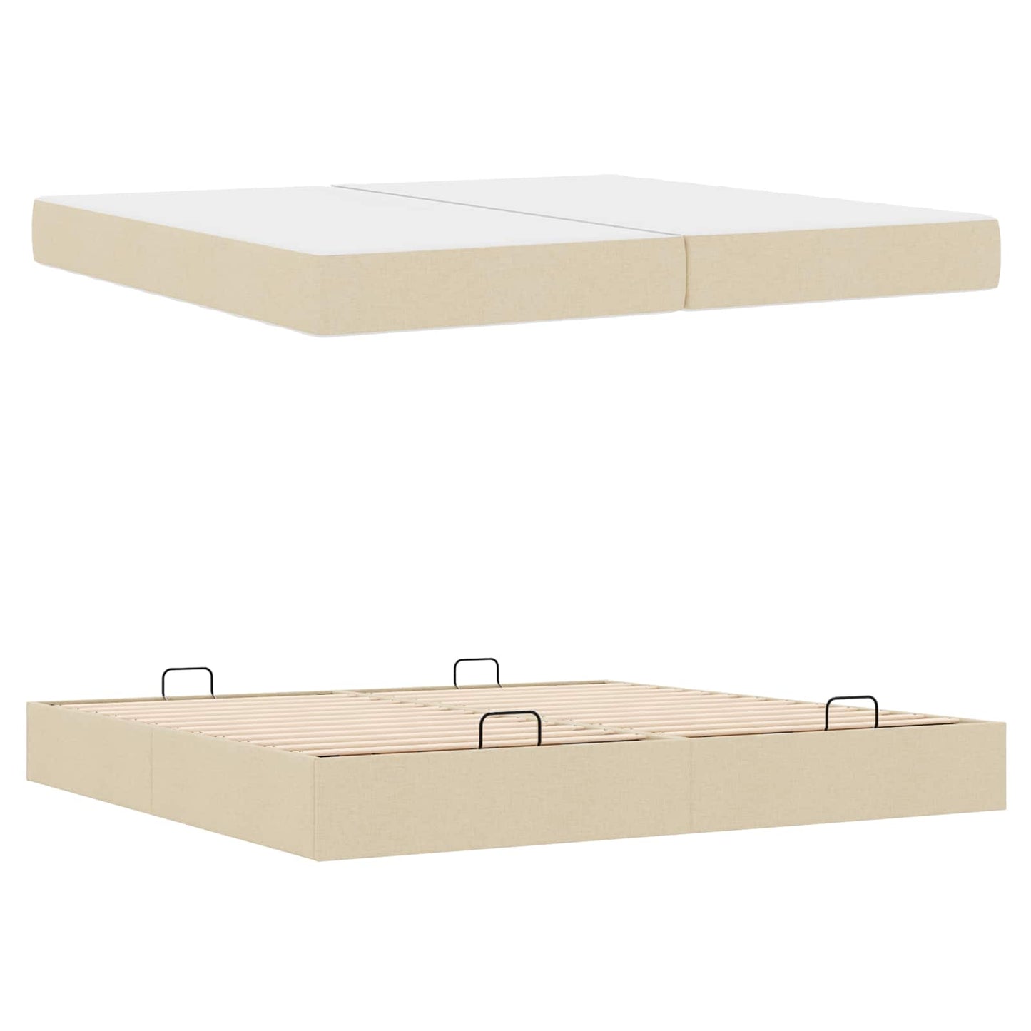 Bettgestell mit Matratze mit Matratze 2 pcs Creme Stoff