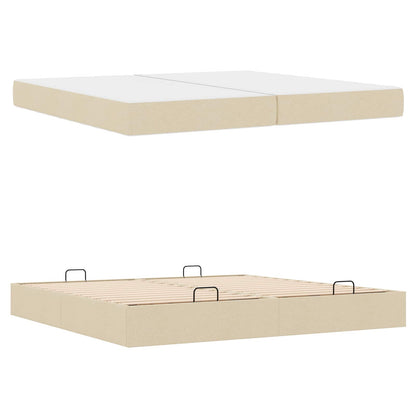 Bettgestell mit Matratze mit Matratze 2 pcs Creme Stoff