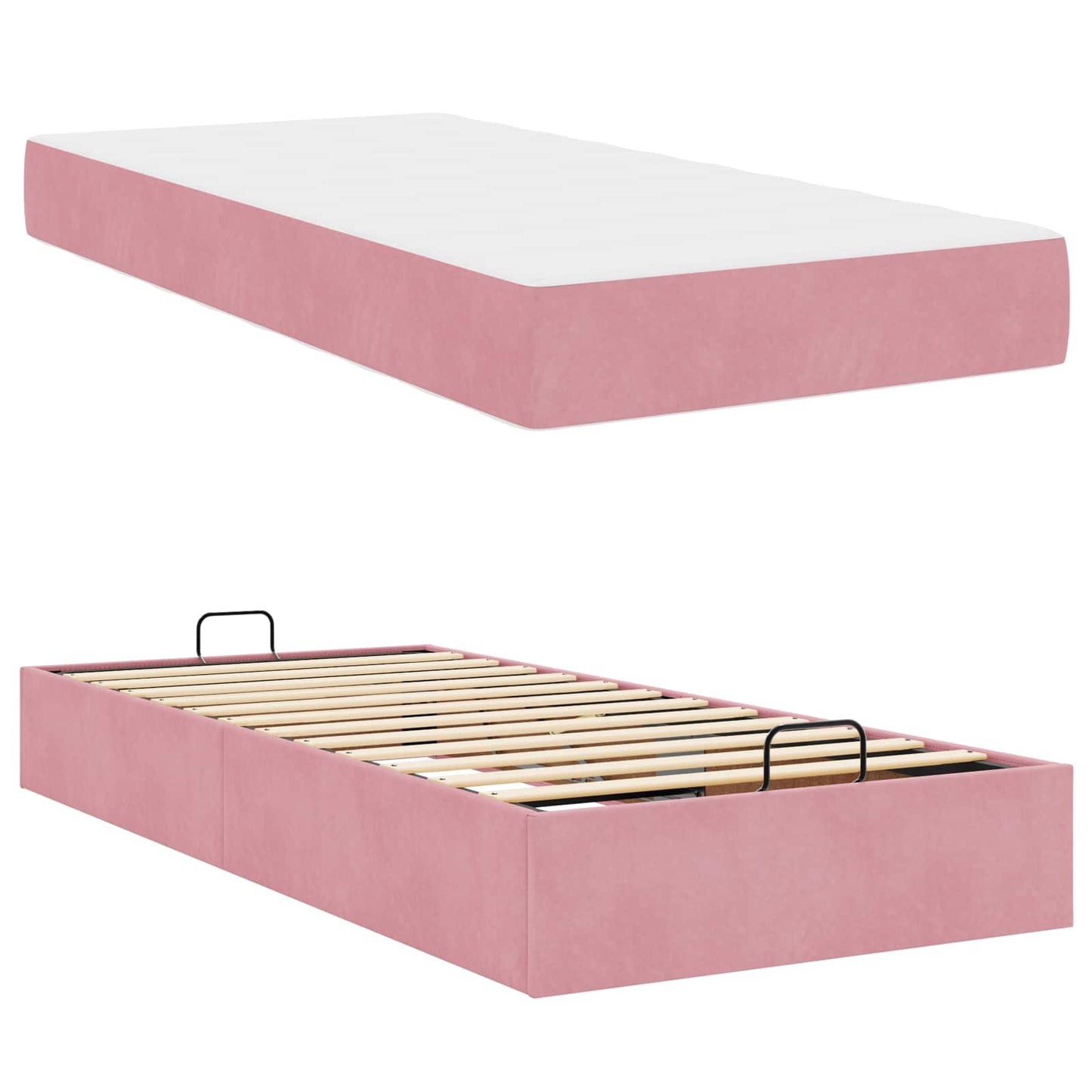 Bettgestell mit Matratze mit Matratze 2 pcs Rosa Samt