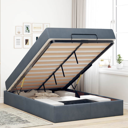 Bettgestell mit Matratze mit Matratze 2 pcs Dunkelgrau Samt