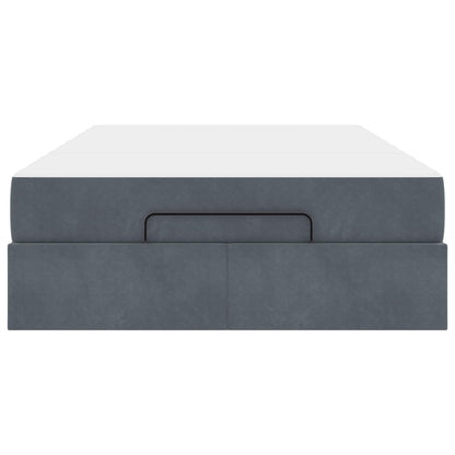 Bettgestell mit Matratze mit Matratze 2 pcs Dunkelgrau Samt