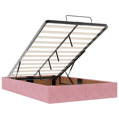 Bettgestell mit Matratze mit Matratze 2 pcs Rosa Samt