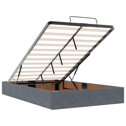 Bettgestell mit Matratze mit Matratze 2 pcs Dunkelgrau Samt