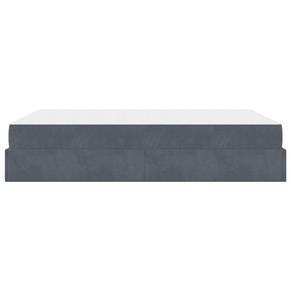 Bettgestell mit Matratze mit Matratze 2 pcs Dunkelgrau Samt
