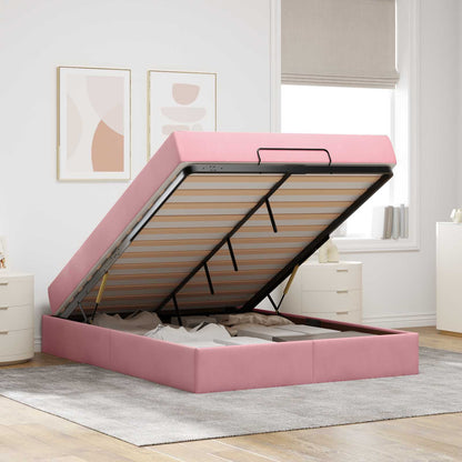 vidaXL Bettgestell mit Matratze mit Matratze 2 pcs Rosa Samt