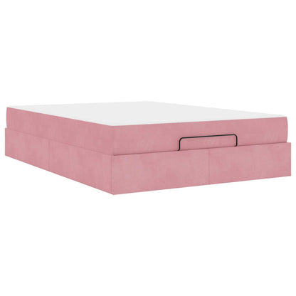 vidaXL Bettgestell mit Matratze mit Matratze 2 pcs Rosa Samt