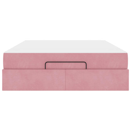 vidaXL Bettgestell mit Matratze mit Matratze 2 pcs Rosa Samt