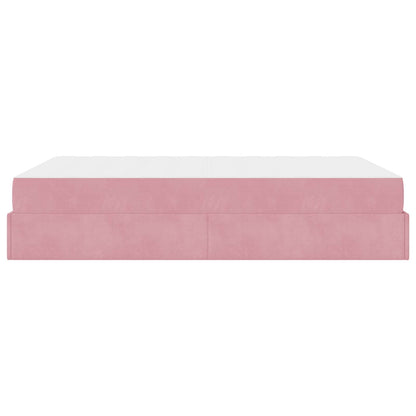 vidaXL Bettgestell mit Matratze mit Matratze 2 pcs Rosa Samt