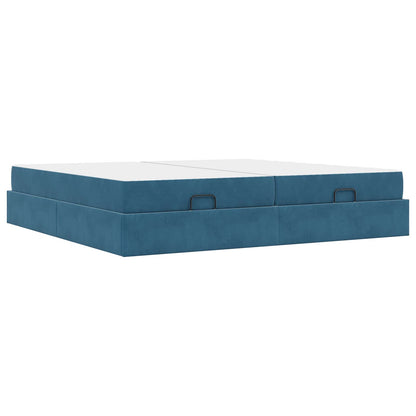 Bettgestell mit Matratze mit Matratze 2 pcs Blau Samt