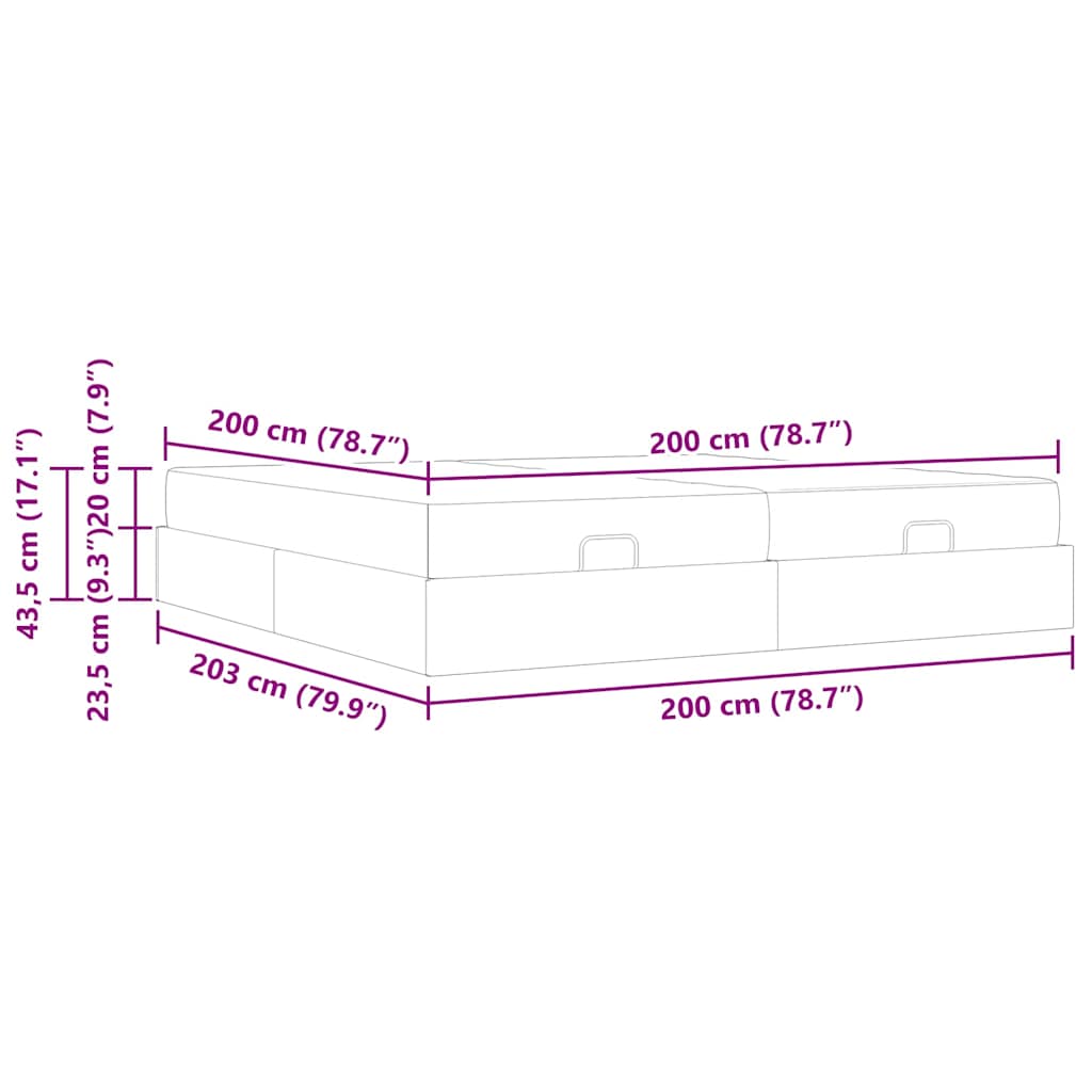 Bettgestell mit Matratze mit Matratze 2 pcs Blau Samt