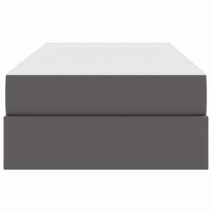 Aufbewahrungsbett mit Matratze mit Matratze 2 pcs Grau Leder