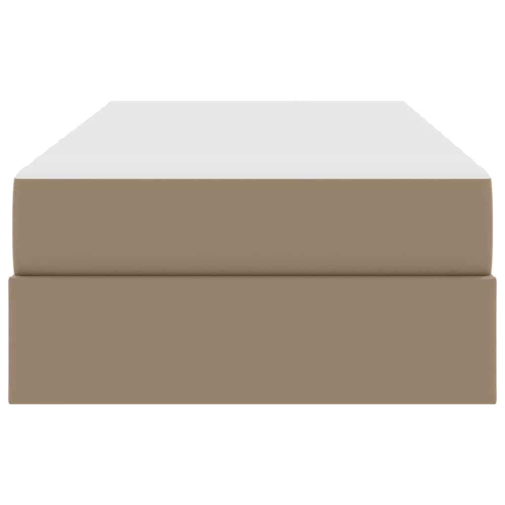 Aufbewahrungsbett mit Matratze 2 pcs Cappuccino Leder