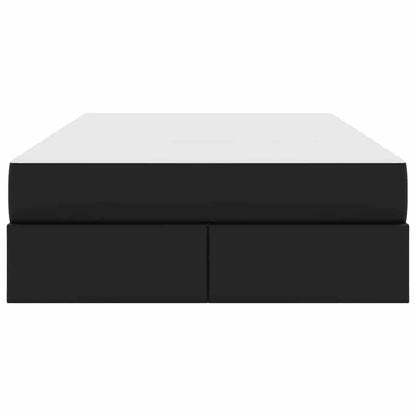 Aufbewahrungsbett mit Matratze mit Matratze 2 pcs Schwarz Leder