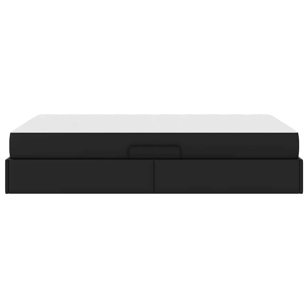 Aufbewahrungsbett mit Matratze mit Matratze 2 pcs Schwarz Leder