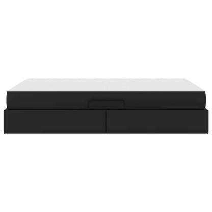 Aufbewahrungsbett mit Matratze mit Matratze 2 pcs Schwarz Leder