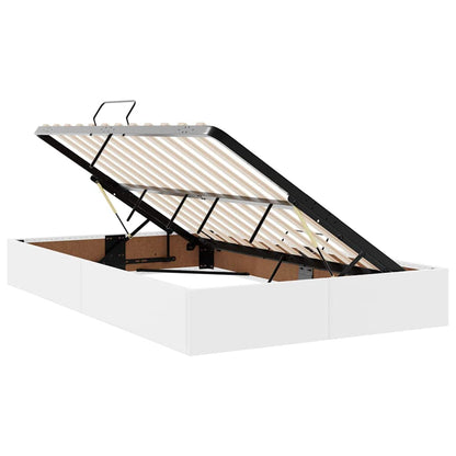 Aufbewahrungsbett mit Matratze mit Matratze 2 pcs Weiß Leder