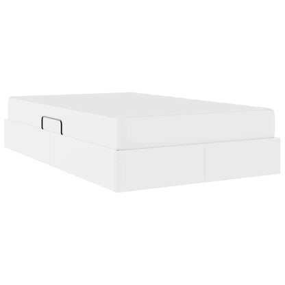 Aufbewahrungsbett mit Matratze mit Matratze 2 pcs Weiß Leder