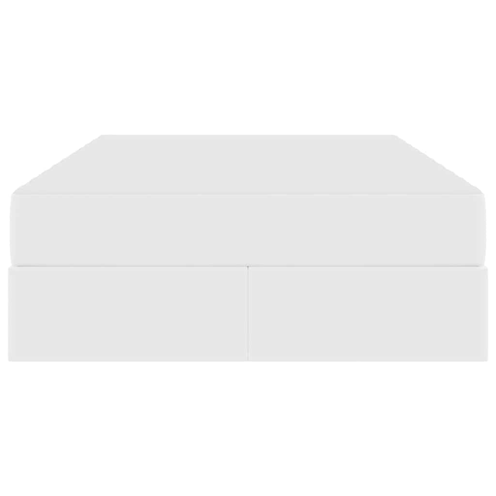 Aufbewahrungsbett mit Matratze mit Matratze 2 pcs Weiß Leder