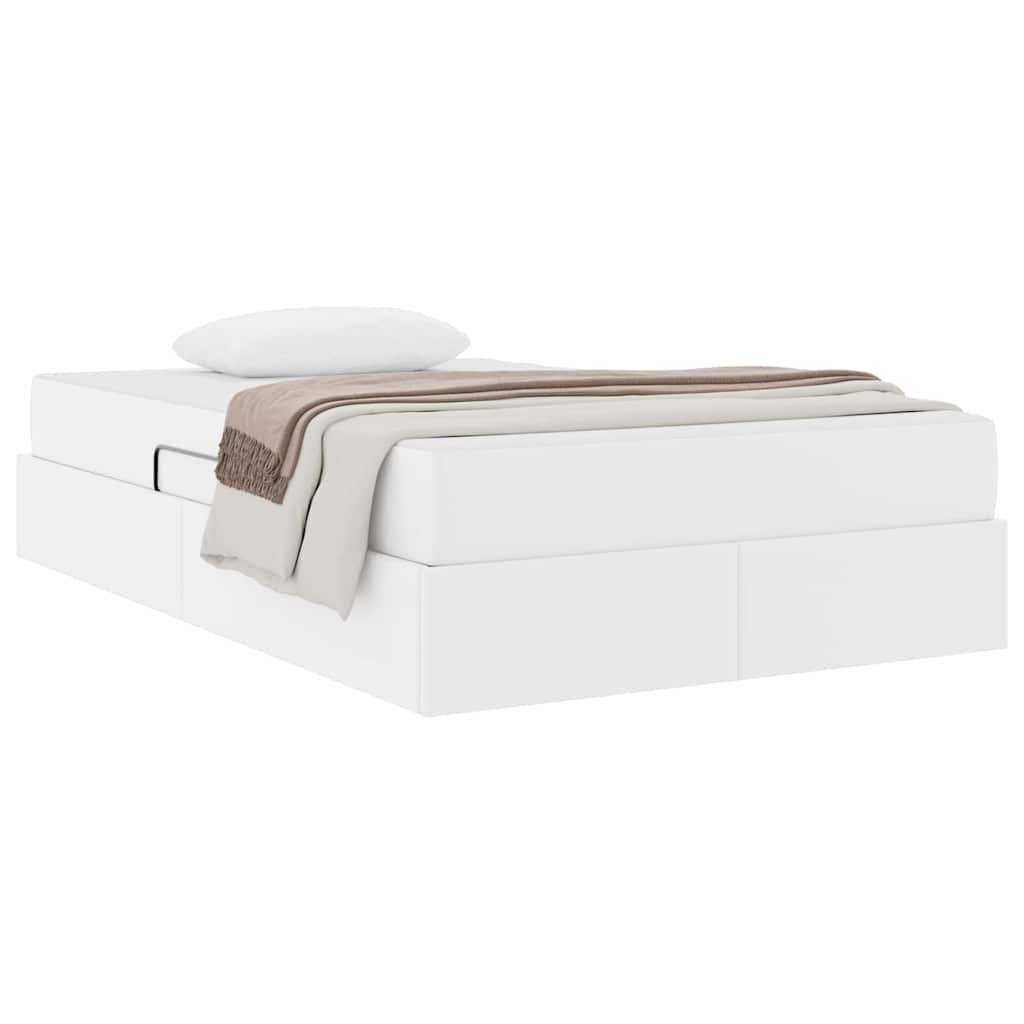 Aufbewahrungsbett mit Matratze mit Matratze 2 pcs Weiß Leder