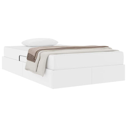 Aufbewahrungsbett mit Matratze mit Matratze 2 pcs Weiß Leder